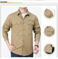 Men’s Outdoor Cotton Work Shirt – Multi-Pocket Safari Style