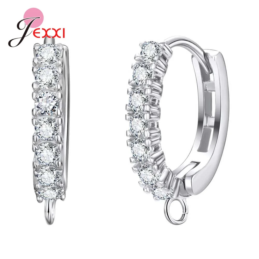 Trendy 925 Sterling Silver Earring Hooks For DIY Jewelry Makings Cubic Zirconia Earring Clasps Accessories
