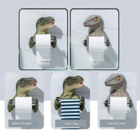 Resin Dinosaur Toilet Paper Holder WC Tissue Rack Punch-free Shelf Bathroom Wall-mounted Tissue Rack Roll Paper Hanger Rack for