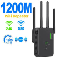 Wireless WiFi Repeater 2.4G 5Ghz Wi-Fi Amplifier Wi Fi Booster 1200 M Signal WiFi Long Range Extender Access Point