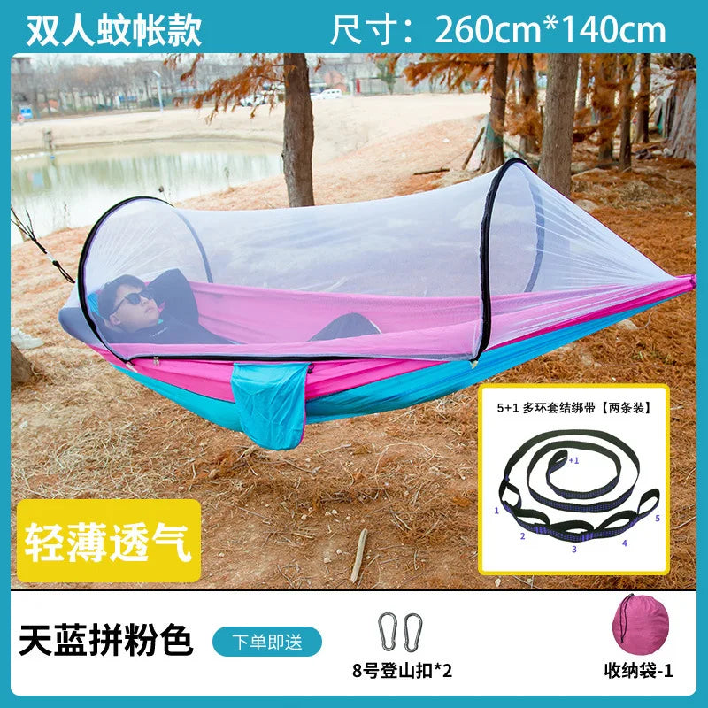 Two-Person Portable Camping Hammock with Straps & Belts