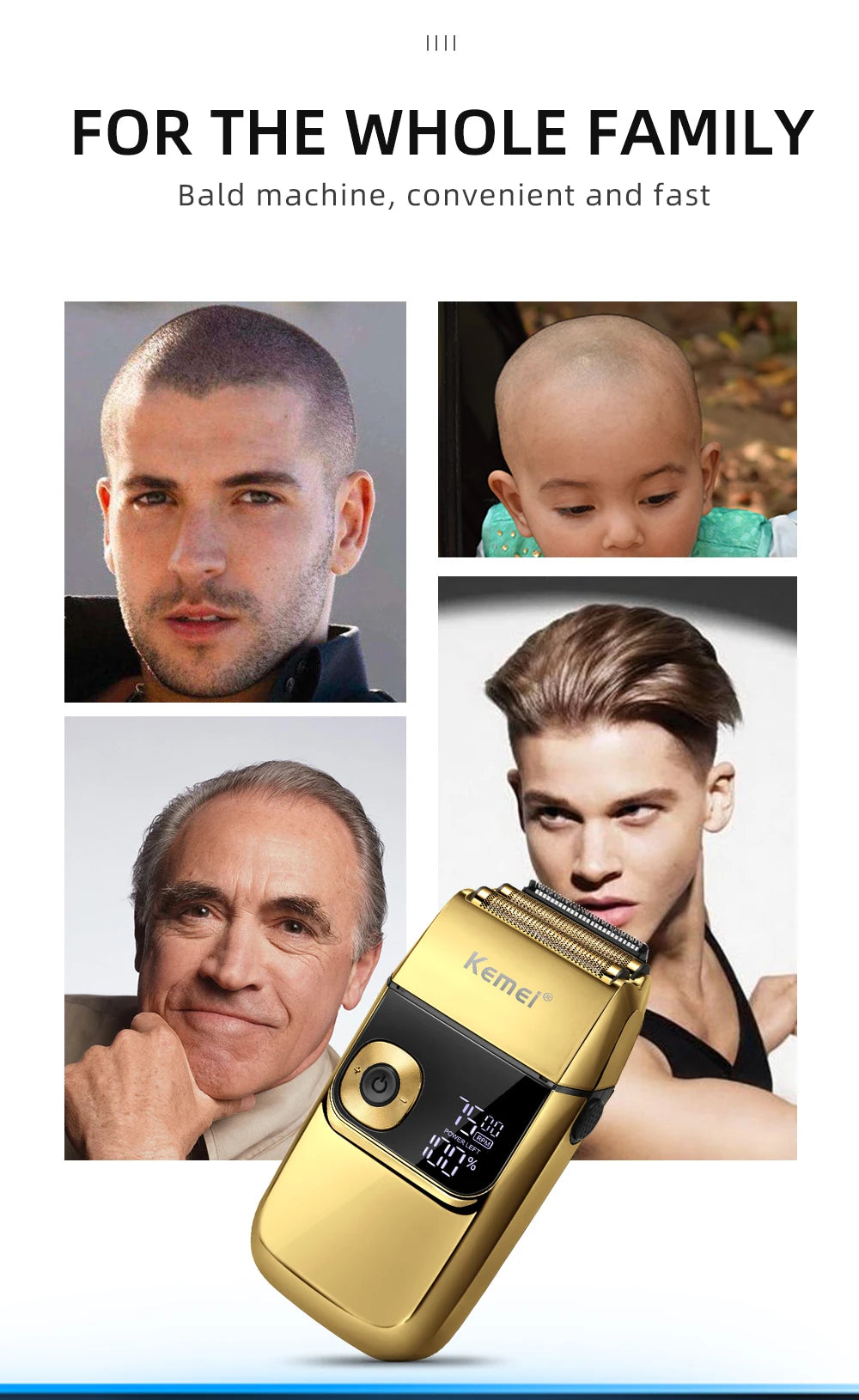 2-in-1 Electric Shaver & Hair Trimmer for Men KM-2028