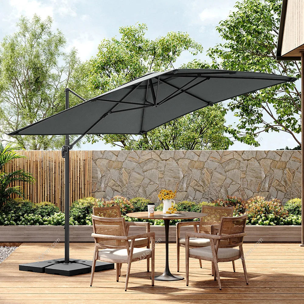 Breeins 3M Tilting Aluminium Cantilever Parasol – Dark Grey