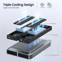Yottamaster 10Gbps Tool Free Dual Bay M.2 NVMe 2bay SSD Enclosure USB3.2 Type C NVMe PCIE & 6Gbps SATA External Hard Drive Case