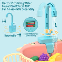 Kids Kitchen Sink Toy Set – Electric Pretend Play Dishwasher