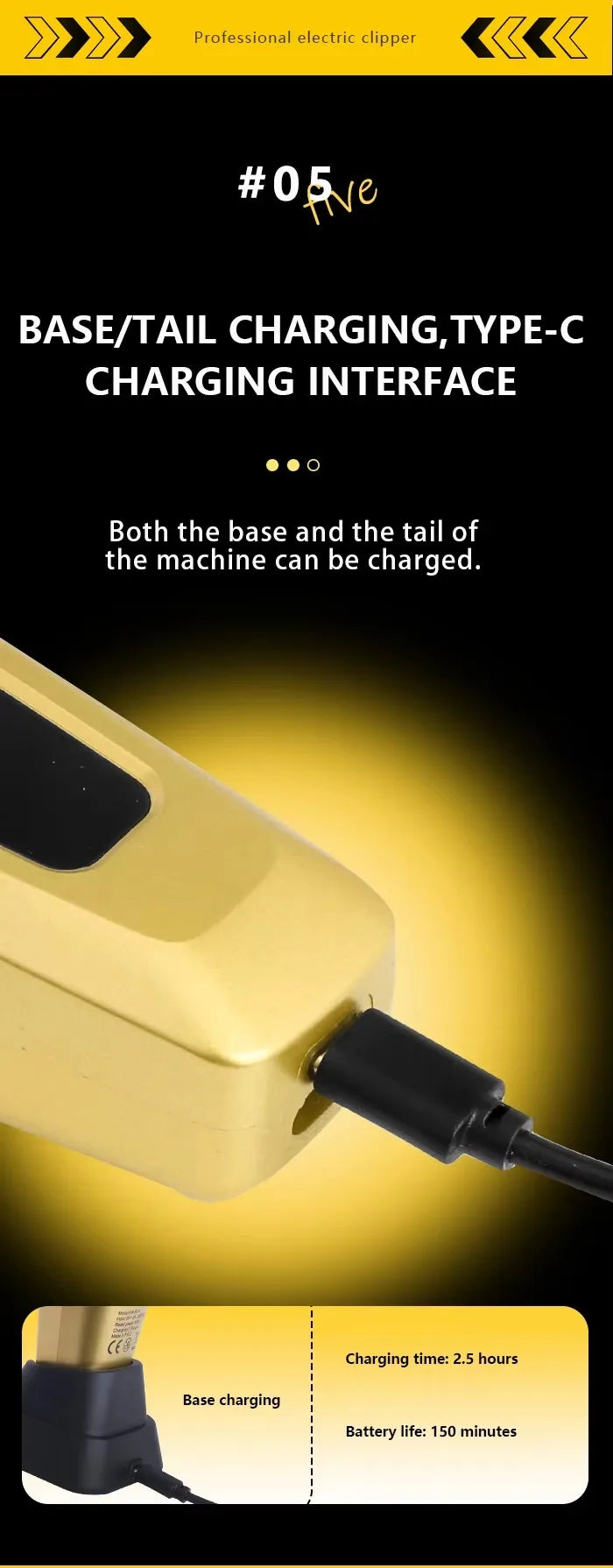 Professional Hair Clipper 11500 RPM Rechargeable KM-90-4