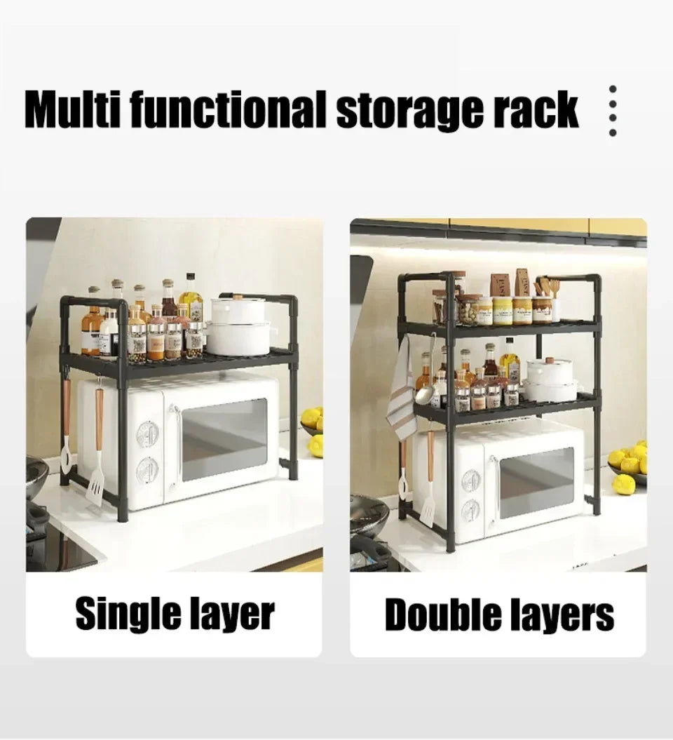2-Tier Kitchen Microwave & Seasoning Storage Rack