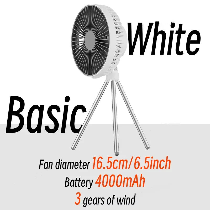 Rechargeable Camping Fan with LED Light – Portable 10000mAh