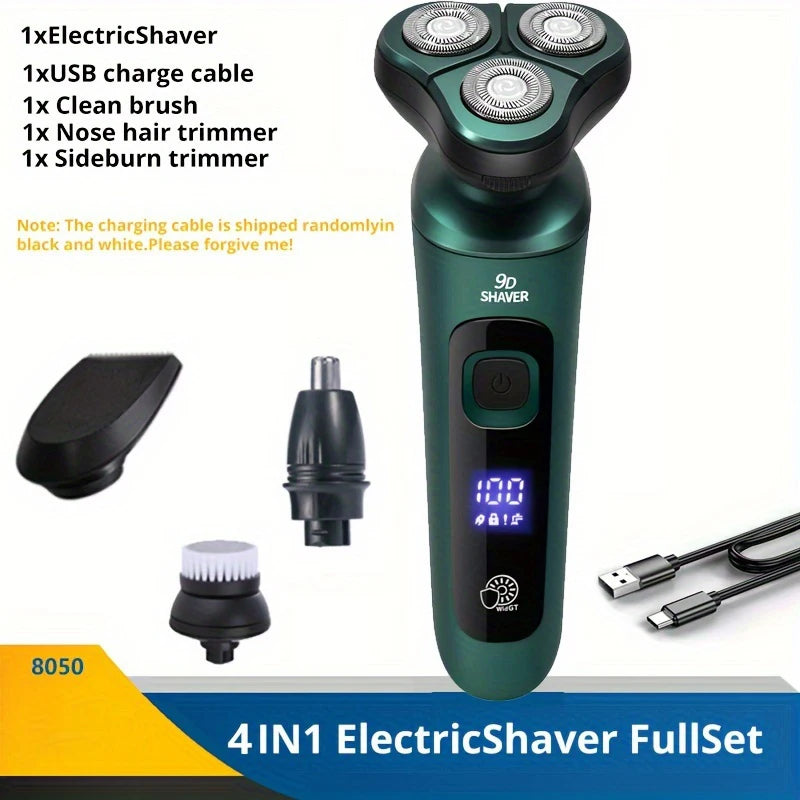 LED Digital Electric Shaver with Trimmer & Nose Hair