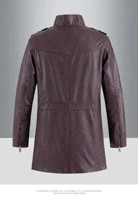 Men’s Slim Winter Leather Jacket with Fleece Lining