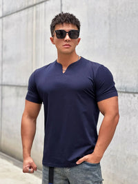 Men’s Slim Fit V-Neck T-Shirt – Summer Cotton Gym Tee