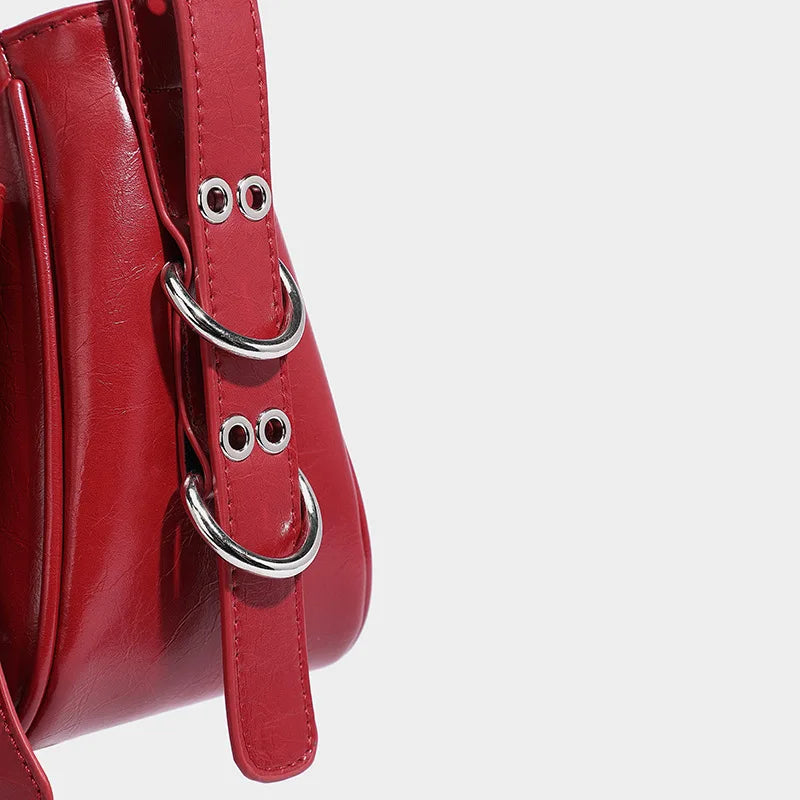 Spice Girl Rivet Bolsos Mujer Motorcycle Bow Bag Underarm Shoulder Bags American Style Sac Femme New Adjustable Strap Bolso