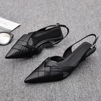 Weave Women Heeled Sandals Pointed Toe Elegant Shoes Woman Trend New Slippers Fashion Heels Women Zapatos Mujer