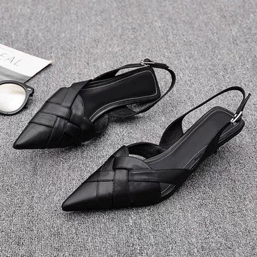 Weave Women Heeled Sandals Pointed Toe Elegant Shoes Woman Trend New Slippers Fashion Heels Women Zapatos Mujer