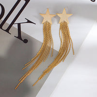 AENSOA Gold Star Tassel Drop Earrings for Women