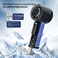 Turbos Chilled Ice Sensation Cold Fan 3000mAh Rechargeable Mini Turbos Fan 100 Speeds Outdoor Protable Handheld Air Cooling Fan