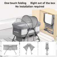 Sejoy 3 in 1 Rocking Crib Baby Bassinet Newborn Beside Sleeper Infant Sleeping Bed Convertible Anti-mosquito Foldable Portable