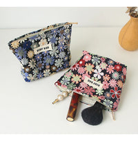 Red Flower Women's Cosmetic Bag, Small Portable Travel Toiletry Bag, Simple Cosmetic Storage Bag, Inner Tank Bag, Coin Purse