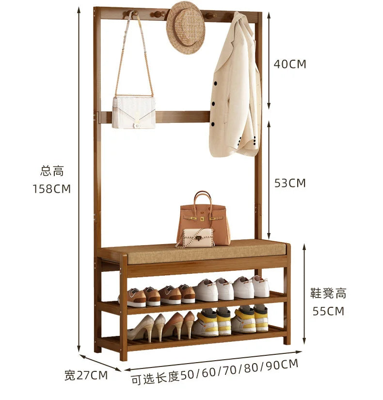 Bamboo Shoe Changing Stool – Modern Entryway Bench