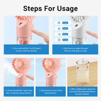 Portable Handheld Mist Fan USB Rechargeable Folding Hand Fan With Water Spray Mist Portable USB Mini Charging Fan Office Fan