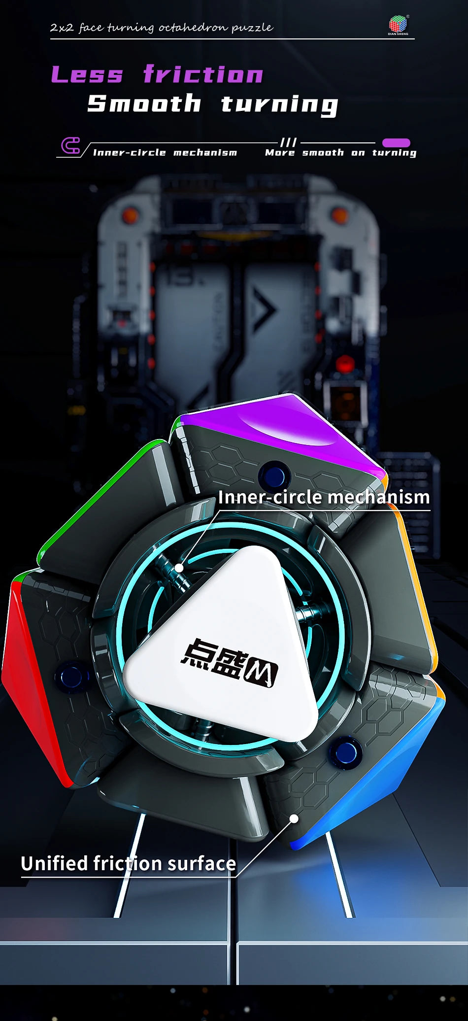 DianSheng Galaxy Cluster 2x2 FTO Magnetic Cube Toy