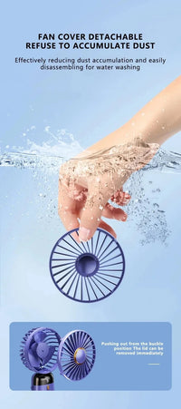 USB Handheld Mini Fan Foldable Portable Neck Hanging Fans 5 Speed USB Rechargeable Fan with Phone Stand and Display Screen