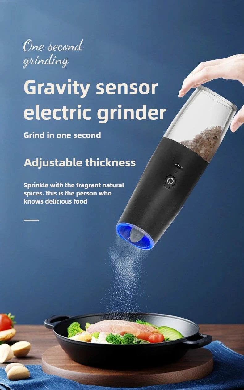 USB Rechargeable Electric Salt and Pepper Grinder Adjustable Coarseness Large Capacity Auto Spices Grinders Kitchen Cooking Tool