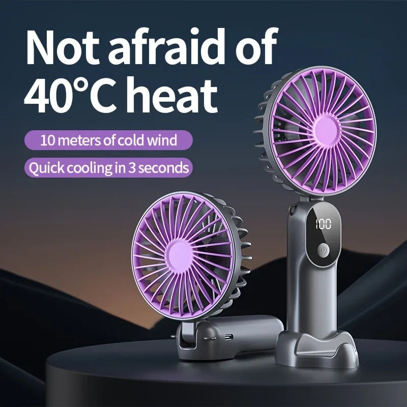 Foldable Mini Handheld Fan – 6 Speeds USB Rechargeable