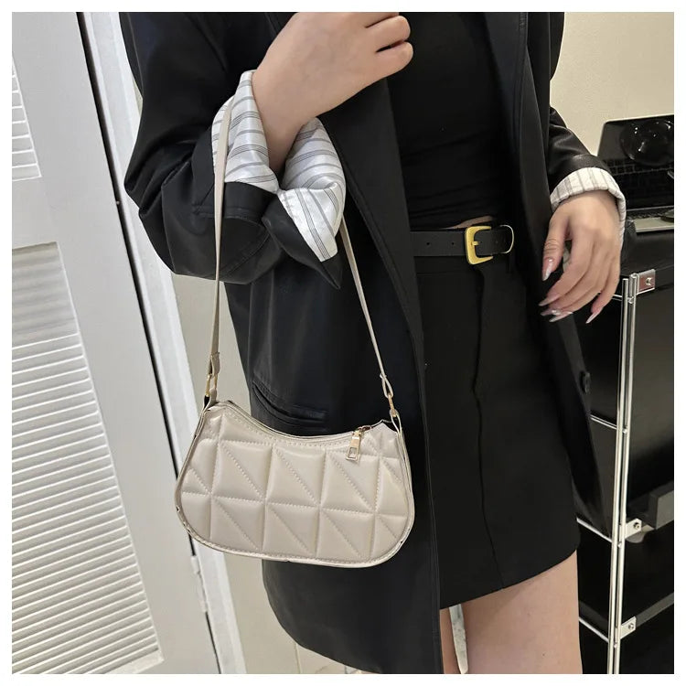 Vintage Fashion Versatile New Women's Bags Solid Rhombic High-End Texture Simple Generous Temperament Crossbody Shoulder