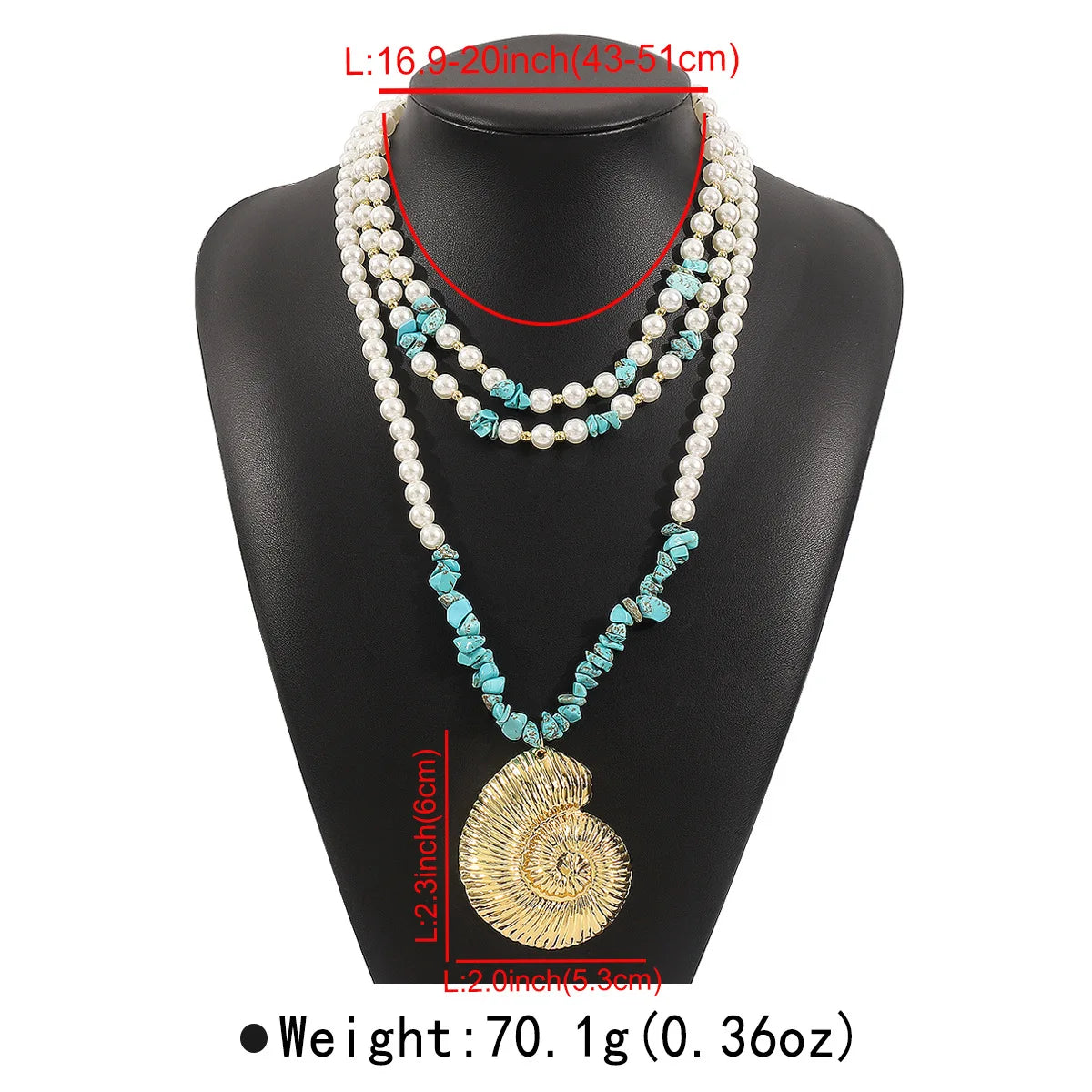 Boho Conch Stone Tassel Pearl Layered Necklace