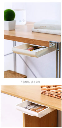 Self Stick Pencil Tray Desk Table Storage Drawer Organizer Box Under Desk Stand Self-adhesive Under-drawer Storage