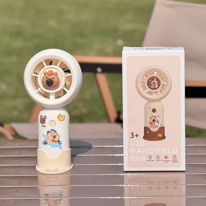 Portable Mini Pocket Cooling Fan Fashion Handheld Cartoon Cute Capybara MINI Fan Outdoor USB Charging Small Fan Gifts