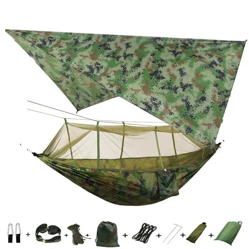 Swallowtail Camping Hammock with Mosquito Net & Rainfly