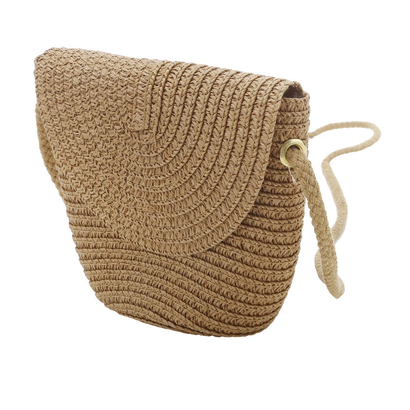 Girls’ Woven Straw Crossbody Shoulder Messenger Bag