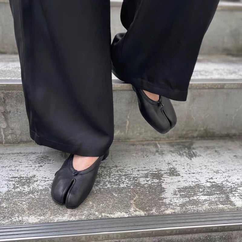 Women’s Split Toe Leather Pumps – Square Toe Heels