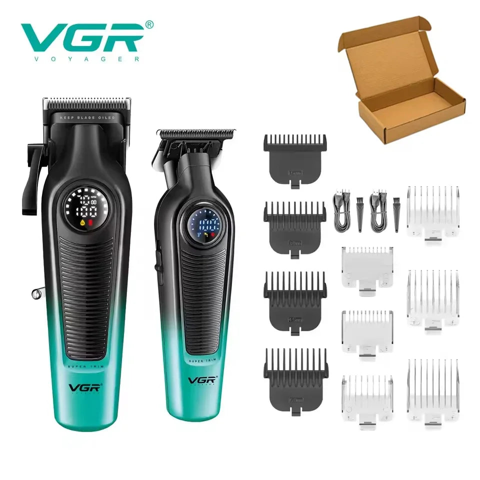 VGR V-996 Trimmer for Men DLC T-Blade LED Display Cordless USB Oil Head Professional Hair Clipper Finishing Machine Haircut
