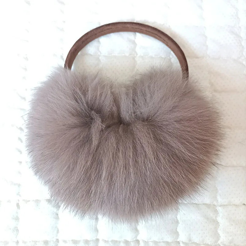 Oversized Real Raccoon Fur Winter Earmuffs for Women
