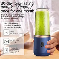 Portable Juicer Cup 6 Blade Blender Household Fruit Juicer Cup USB Rechargeable Double Cup Multifunction Electric Juicer