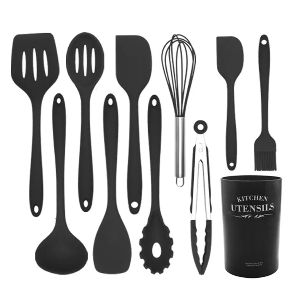 11-Piece Silicone Kitchen Utensil Set with Spatula & Spoon