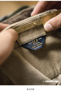 Men’s Corduroy Long Sleeve Casual Slim Fit Shirt