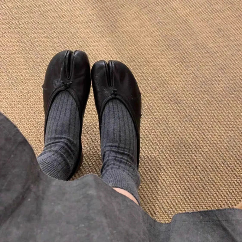 Women’s Split Toe Leather Pumps – Square Toe Heels