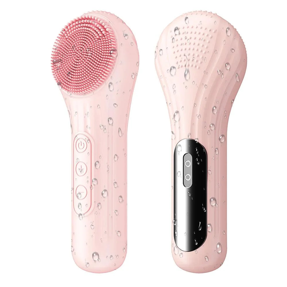 Heated Silicone Facial Cleansing Brush – 5 Speed Rechargeable
