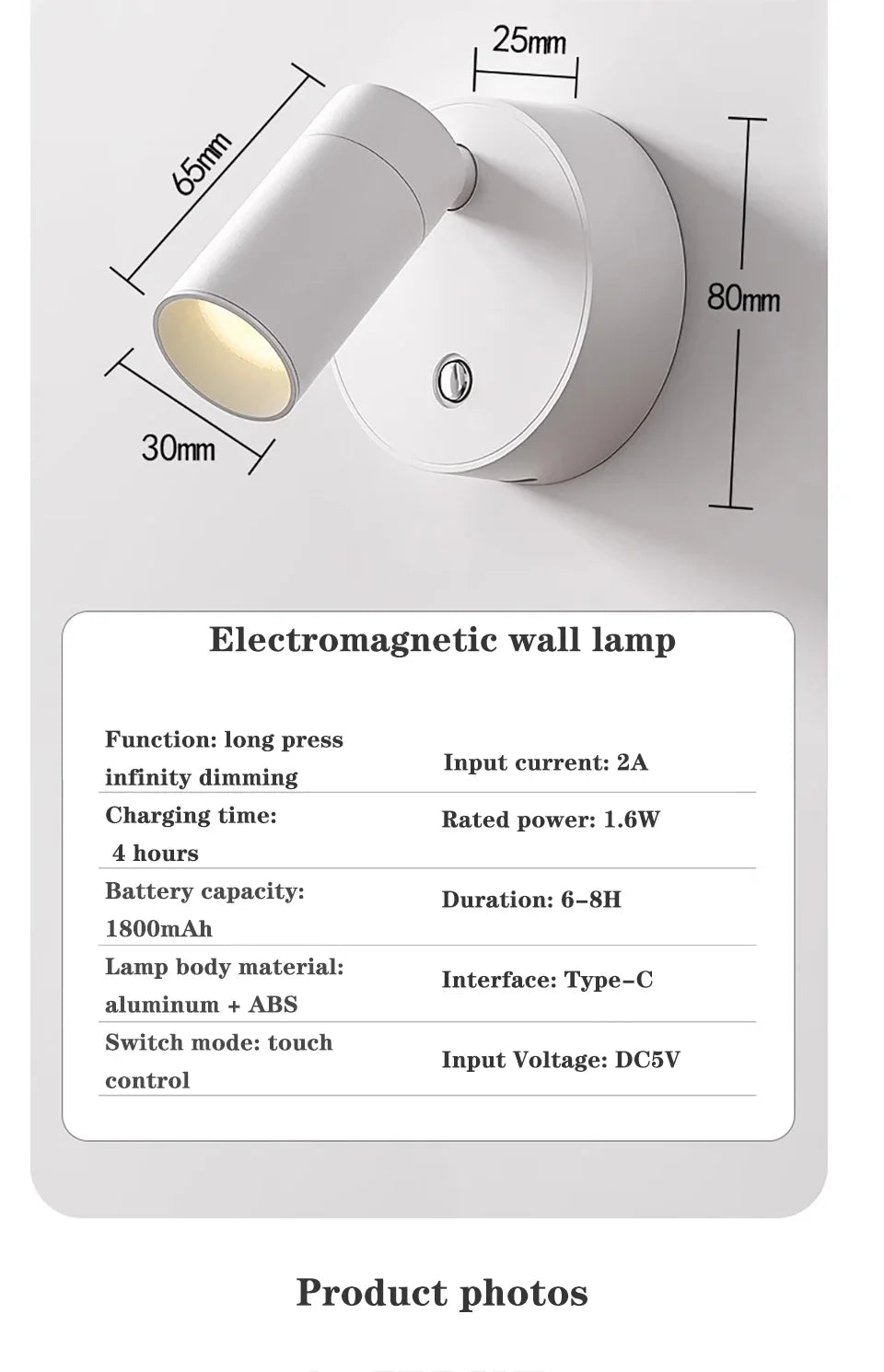 Xiaomi Youpin LED Lamp Household Magnetic Wall Lamp Wireless Rechargeable Movable No Punching Bedroom Bedside Reading Lamp NEW