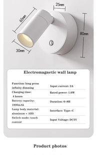 Xiaomi Youpin LED Lamp Household Magnetic Wall Lamp Wireless Rechargeable Movable No Punching Bedroom Bedside Reading Lamp NEW