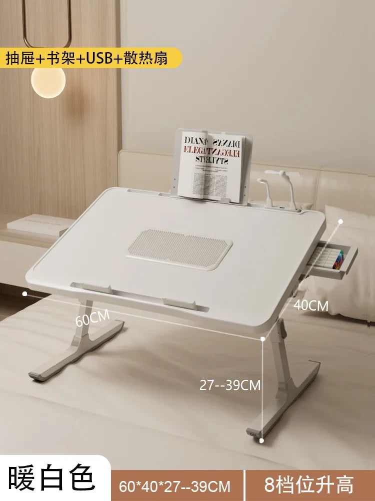 Modern Wooden Office Desk with Keyboard Shelf & Wheels