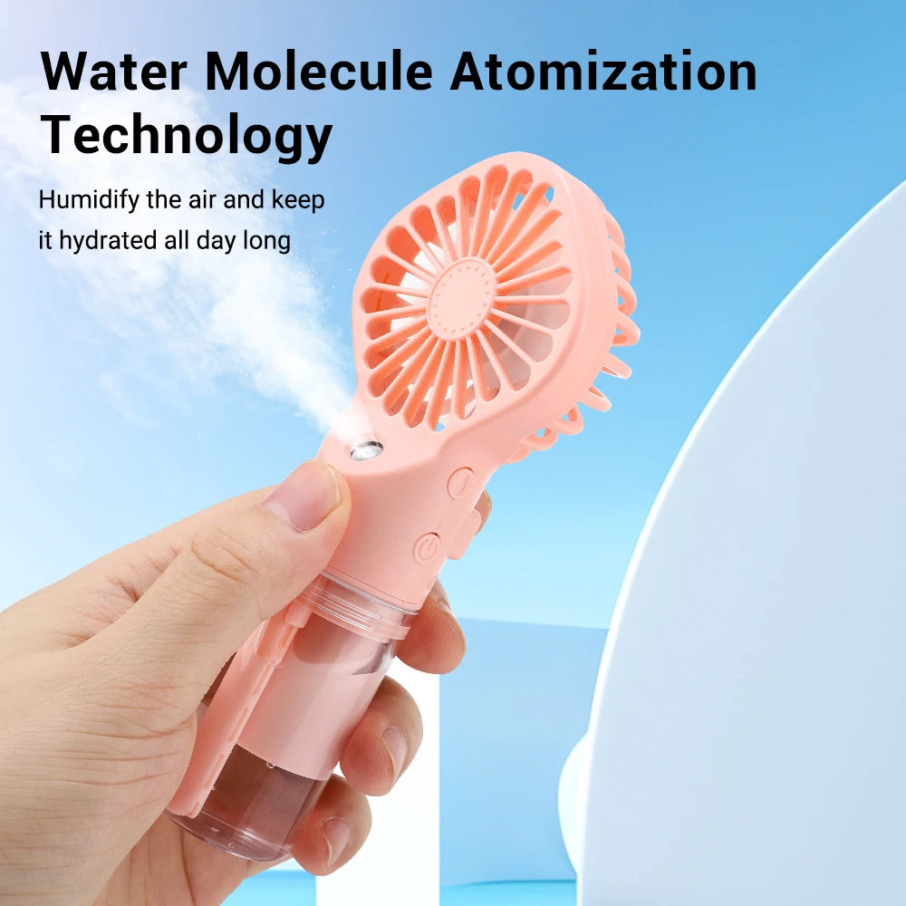 Portable Handheld Mist Fan USB Rechargeable Folding Hand Fan With Water Spray Mist Portable USB Mini Charging Fan Office Fan