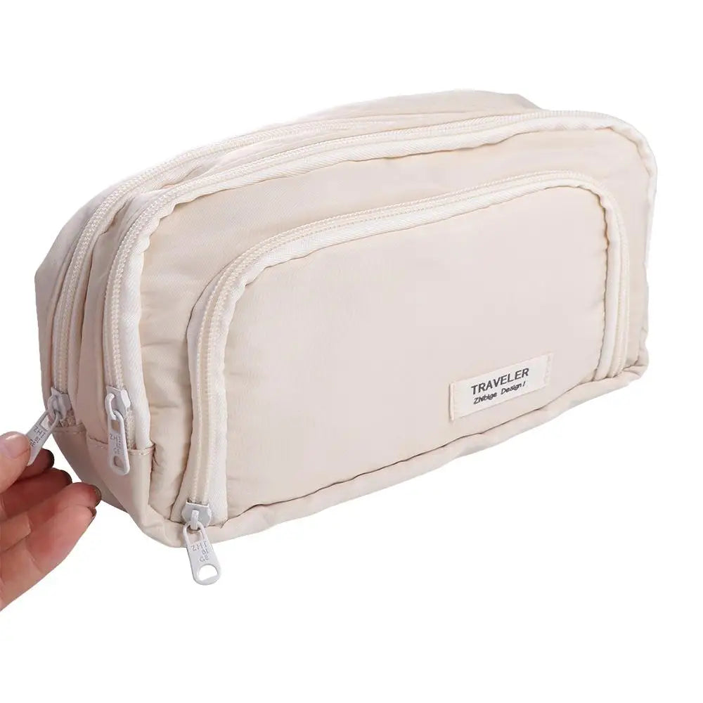 Black to School Large Capacity Pencil Bag Aesthetic Simple School Cases Large Capacity Pen Case School Students Supplies