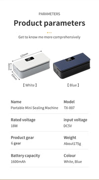 Plastic Bags Sealer Mini Sealing Machine Rechargeable Mini Heat Bag Sealer Food Packaging Sealing Machine Portable Bags Sealer