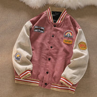 Men’s Corduroy Baseball Jacket Retro Embroidered Coat