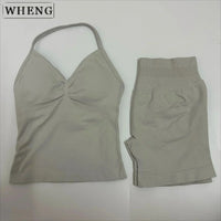 Summer fitness shape  beautiful shoulder straps  chest pillow  bra and yoga shorts  a must for fitness.